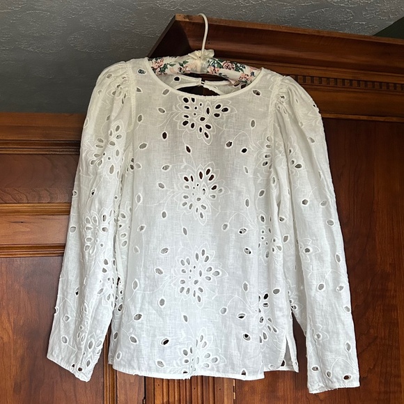 Rebecca Taylor Sarah Embroidered White Blouse, Size L, NWT - Picture 8 of 16
